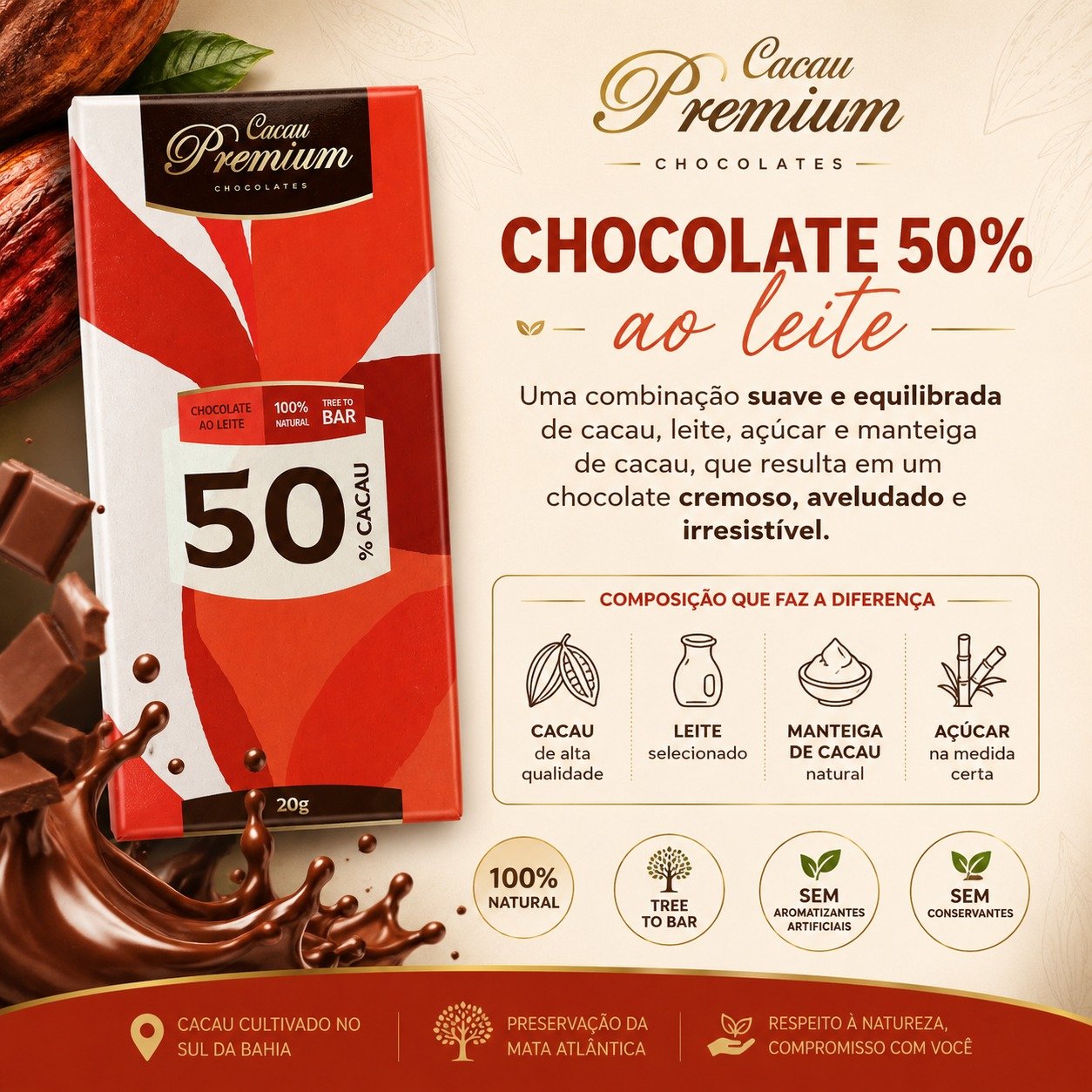 Barra Chocolate 50% ao Leite