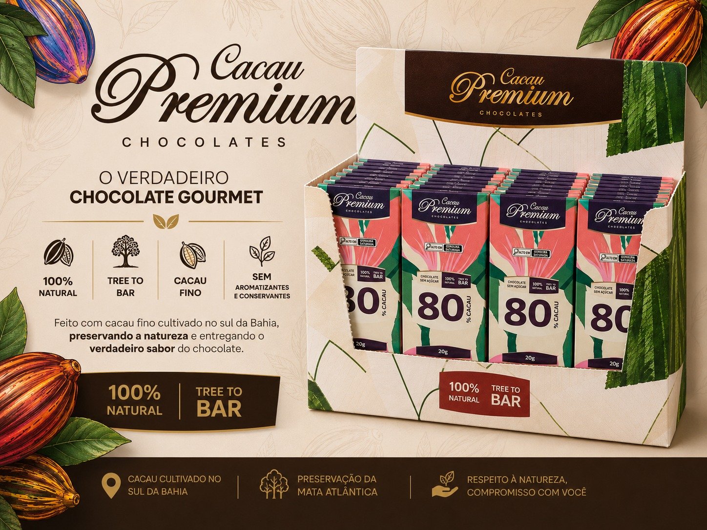 Display Chocolate 80% Sem Açúcar